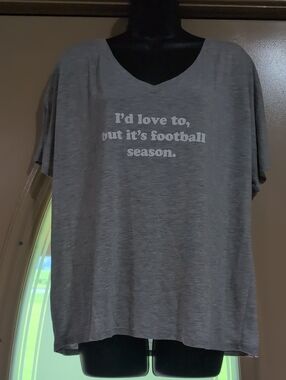 Bella Canvas Graphic V-Neck Tee - Gray "I'd love to, but it's football season."